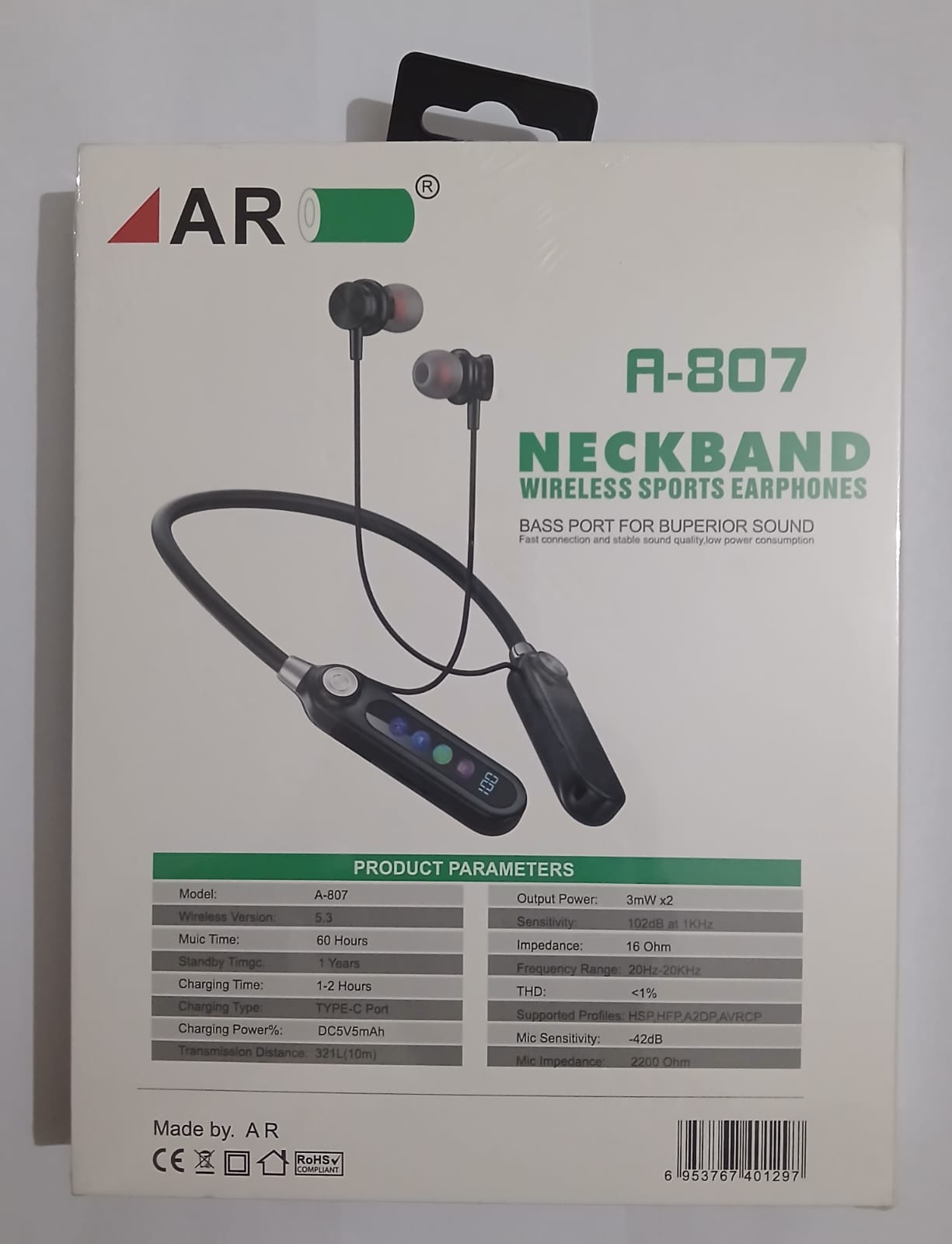 AR Wireless Neckband A-807 and a gift